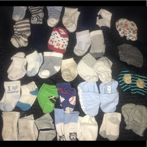 Huge Deal 27 pair of Newborn socks & 4 Mittens